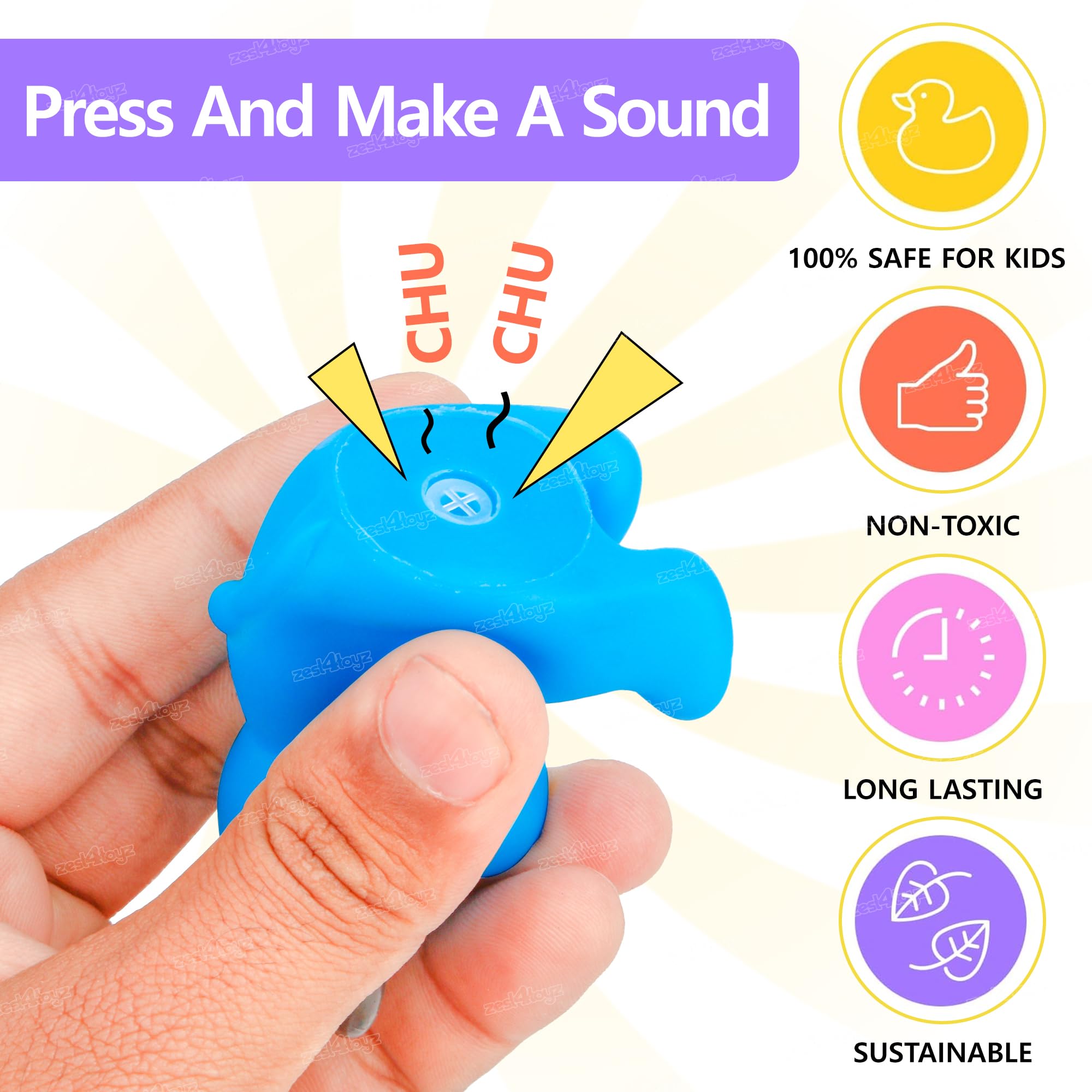 Zest 4 Toyz Floating Baby Toys Chu Chu Sound Toy for Kids Bath Non Toxic Rubber Squeez Sound Bathing Toy for Toddlers (Set of 12 Animals- Multicolor) 3