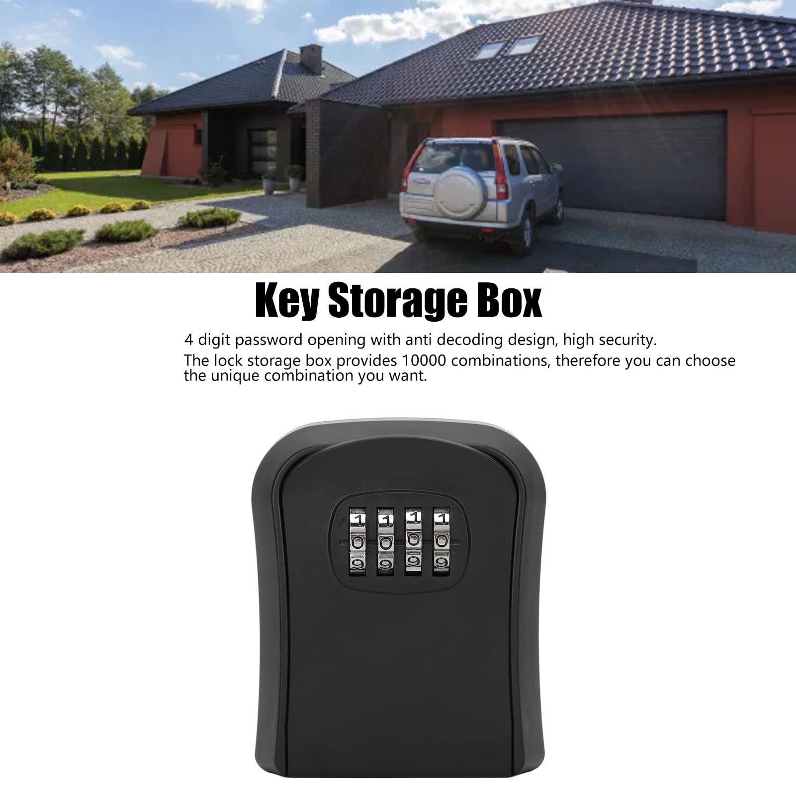 Kombinacja Lock Box, montowana na ścianie skrzynka na klucze z 4 cyframi hasła, wodoszczelna skrzynka do przechowywania kluczy, obsługa 5 kluczy, ABS Safe Key Hder do użytku wewnątrz i na zewnątrz