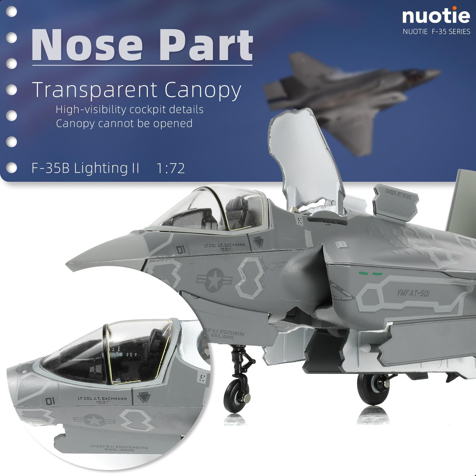 Amazon.com: NUOTIE 1/72 F-35B Lighting II Fighter Aircraft Model
