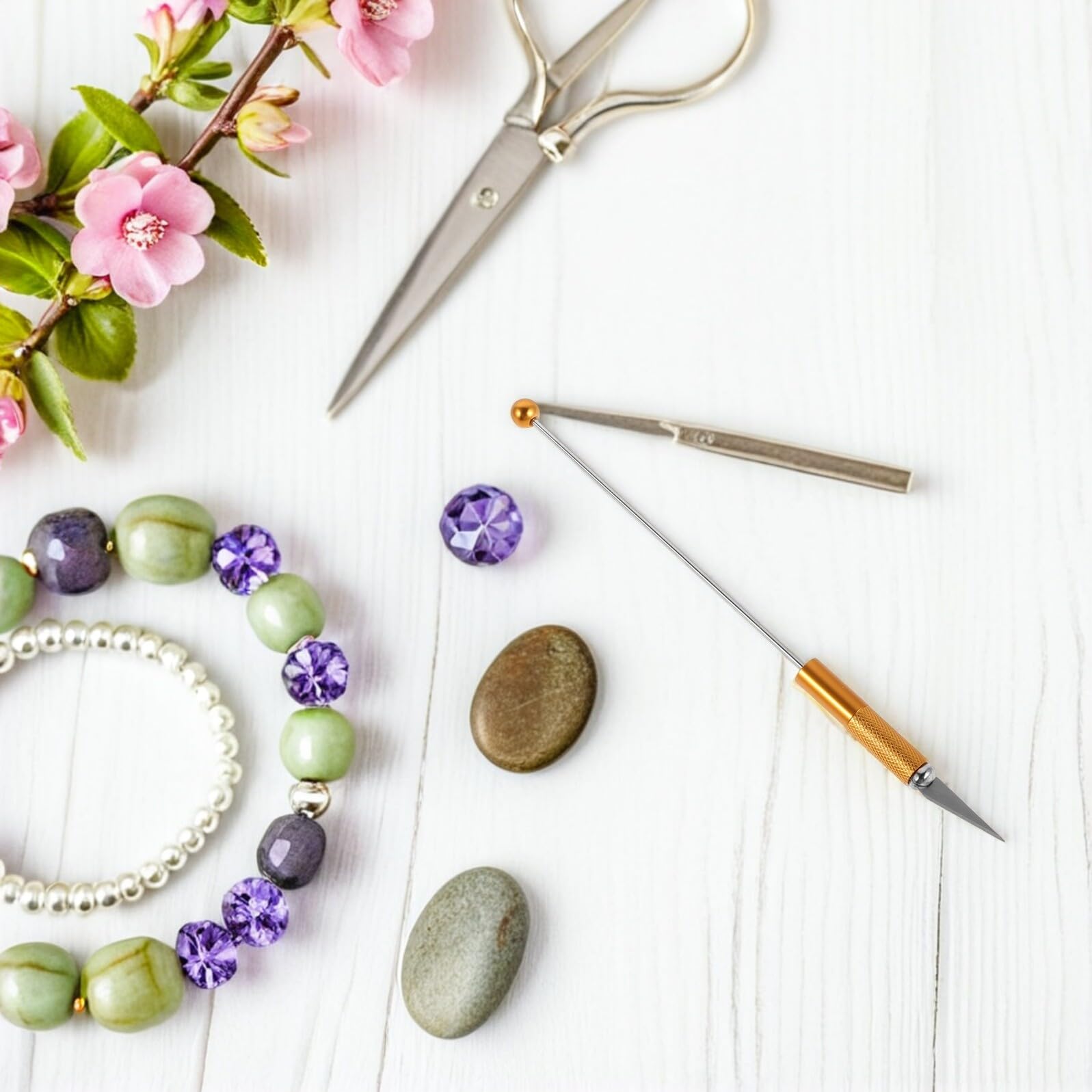 ORFOFE Kit de Herramientas para Hacer Cuentas de Joyería, 15 Varillas Metálicas para Manualidades Diy, Juego de Suministros de Metal para Ensartar Cuentas, Adecuado para