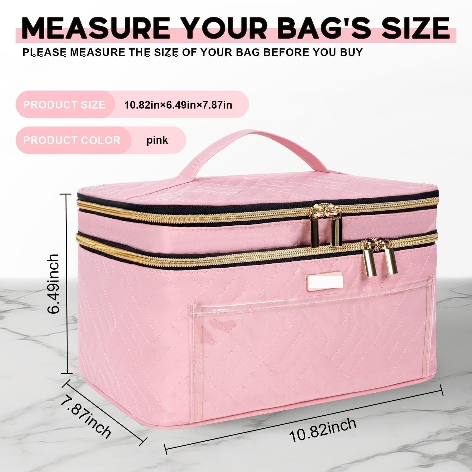 Kosmetiktasche Kulturtasche Doppellagige Reise-Kosmetiktasche for Damen, Große Kosmetiktasche, Hautpflege-Aufbewahrungstasche Schminktasche Damen(Pink)