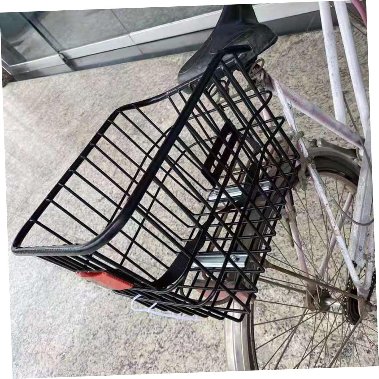 TOYANDONA Metalowy Koszyk Rowerowy Tylny Pojemny i Trwały Odporny Zarysowania Stabilny Rower Górski Praktyczny Pojemnik Szkolne Plecaki i Codzienne