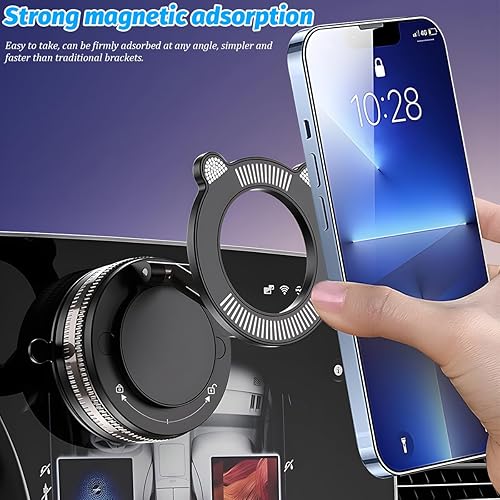 Miniatura 2 de Soporte magnético para teléfono de automóvil con succión al vacío, soporte de teléfono móvil plegable ajustable de 360 para superficie lisa, soporte