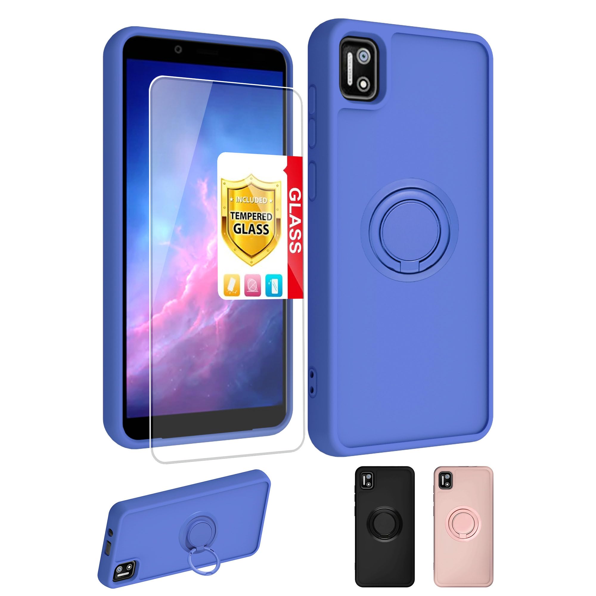 jioeuinlyCloud Stratus C7 Case, Cloud Mobile Stratus C7 Phone Case Cover [With Tempered Glass Screen Protector][Speaker Transfer Design] Blue