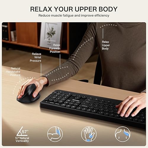 Miniatura 4 de Philips Ratón ergonómico  Ratón vertical con 80012001600 DPI ajustable, diseño de 6 botones silenciosos para manos SM, ahorro de energía automático,