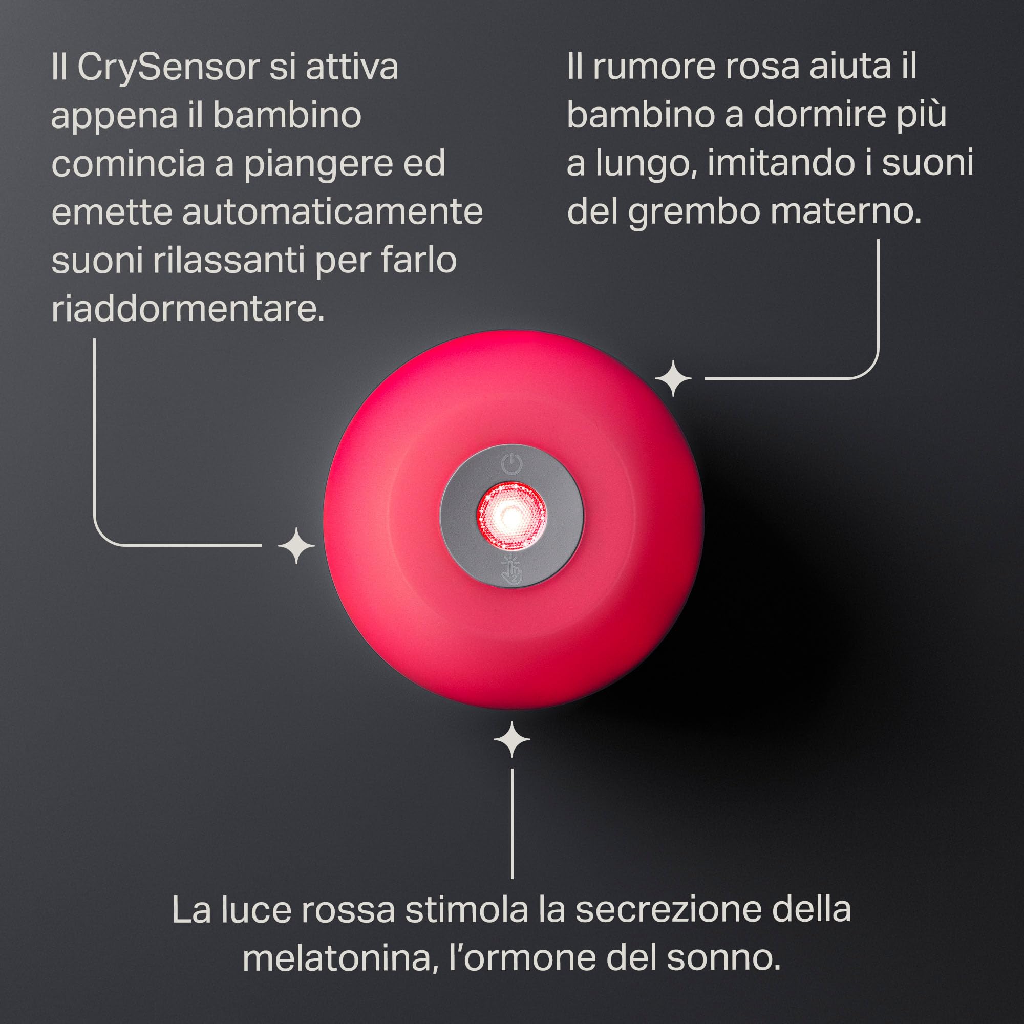 Tommee Tippee ausilio per il sonno Dreammaker, testato scientificamente per far dormire meglio i bambini, rumore rosa, luce rossa notturna, sensore CrySensor intelligente