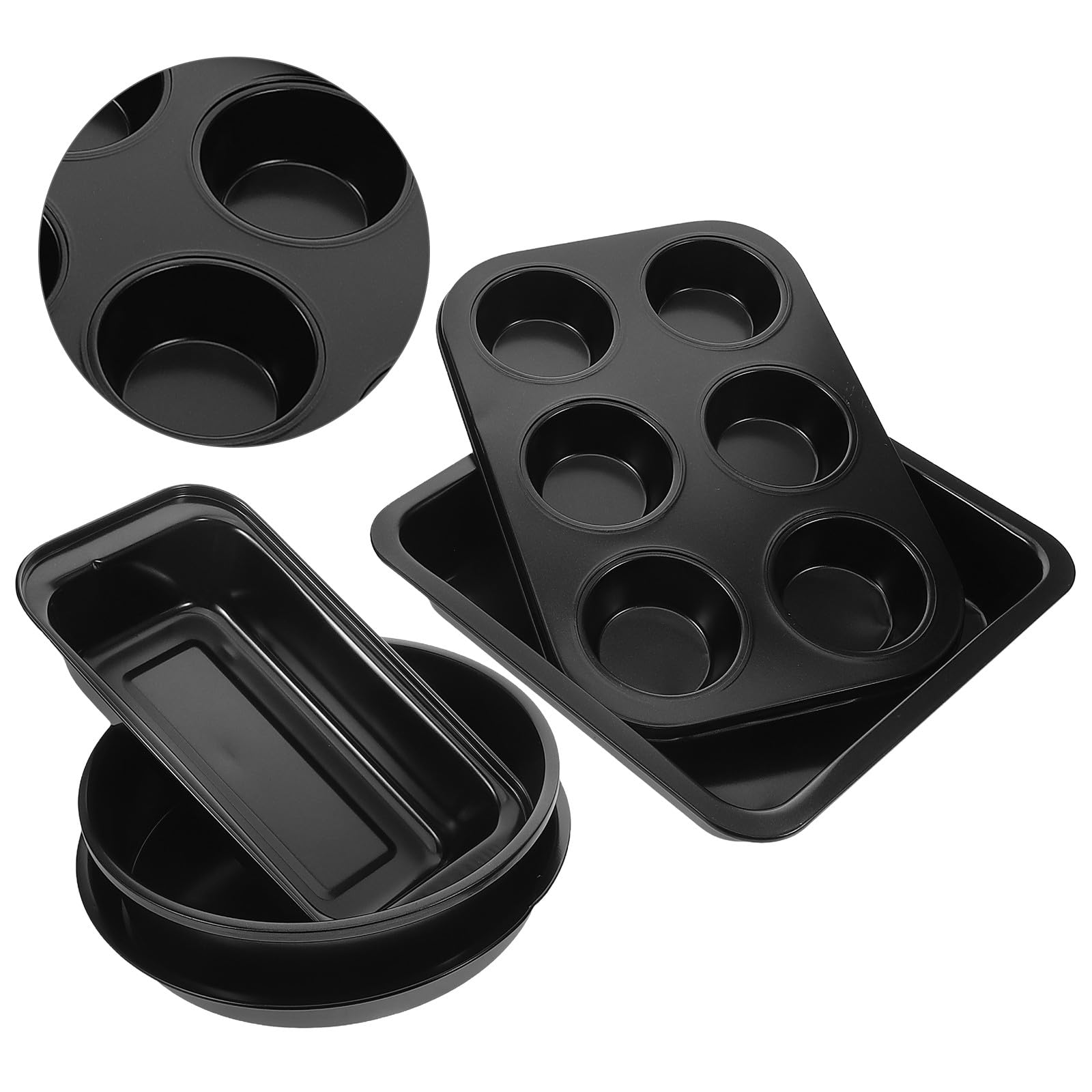 Lurrose Ensemble 5 Pièces Moules à Pâtisserie Antiadhésifs pour Four Comprenant Moule à Muffins Plaque à Pizza et Accessoires Cuisine Polyvalents