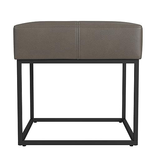 Decorative Small Square Black Metal Ottoman | Ottoman Stool for