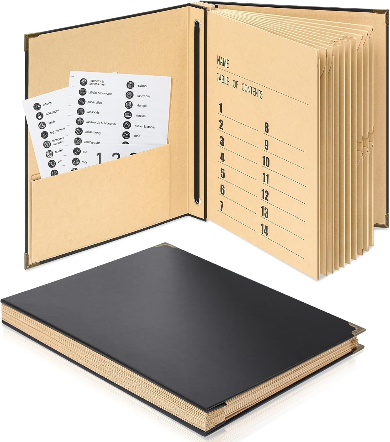 Marspark in Case I Die Binder Important Document Organizer with Labels, The Life Book Expanding Pockets File Family Document Binder for Papers, Birth Certificates, Letters, Photos, Passports(Black)