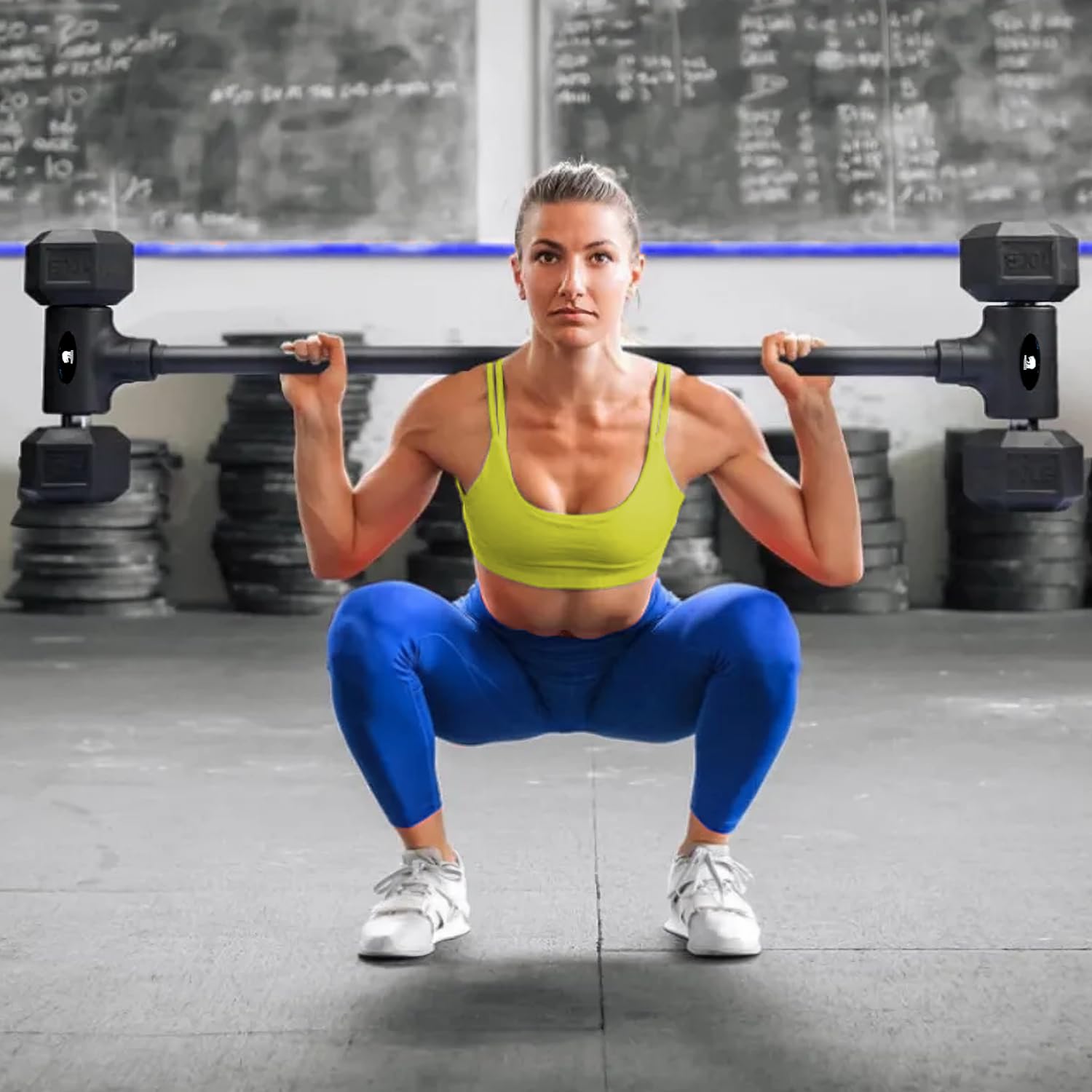 Adapter für Hanteln zu Langhantel und Kettlebell, Konverter für Kettlebell und Hantelstange, doppelte Verwendung, für Fitness zu Hause, Set mit Grip und Hantelstange