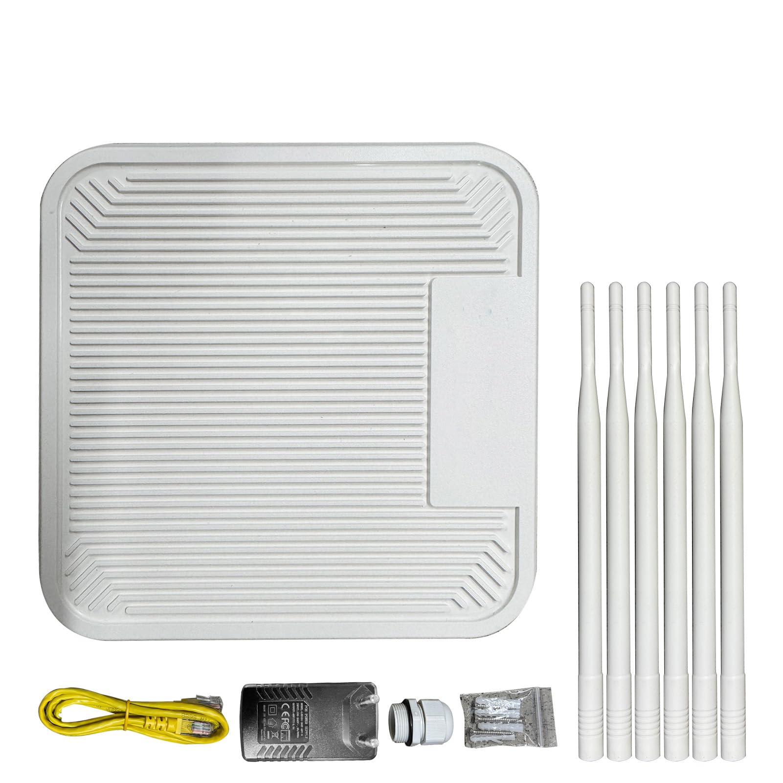 Cocoarm Ripetitore Dual Band Router Wireless 3000M con 6 Antenne Ad Alto Guadagno WiFi 6 IP67 Extender Wireless Internet Esterno per Magazzino Domestico (Spina europea)