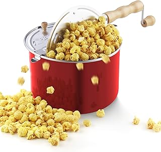 Sponsored Ad - Cook N Home 02699 6-Quart Aluminum Stovetop Popcorn Popper, Red