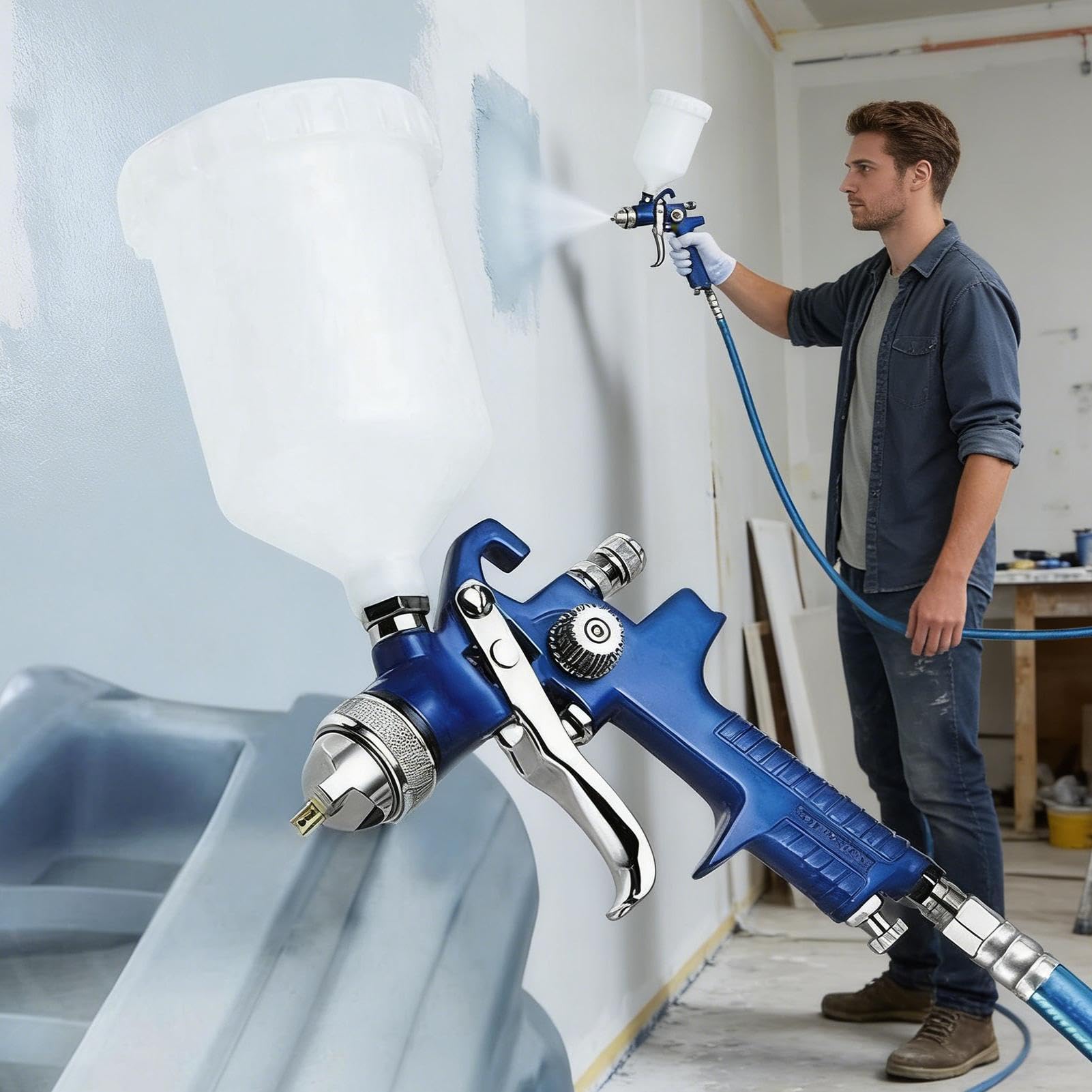 Natryskowa farba do domu Ergonomiczny system szybkiego zwalniania do | Agregat malarski do Ogrodzeń, Mebli, Szafek, Sufitów, Szop, Ogrodu i Podwórka