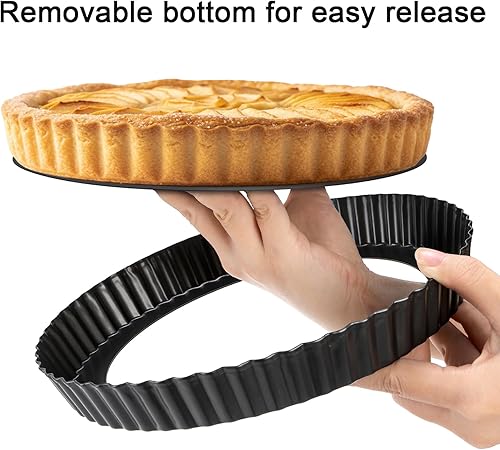 Miniatura 4 de Tosnail Paquete de 2 sartenes antiadherentes para quiche de 9 pulgadas con parte inferior suelta extraíble
