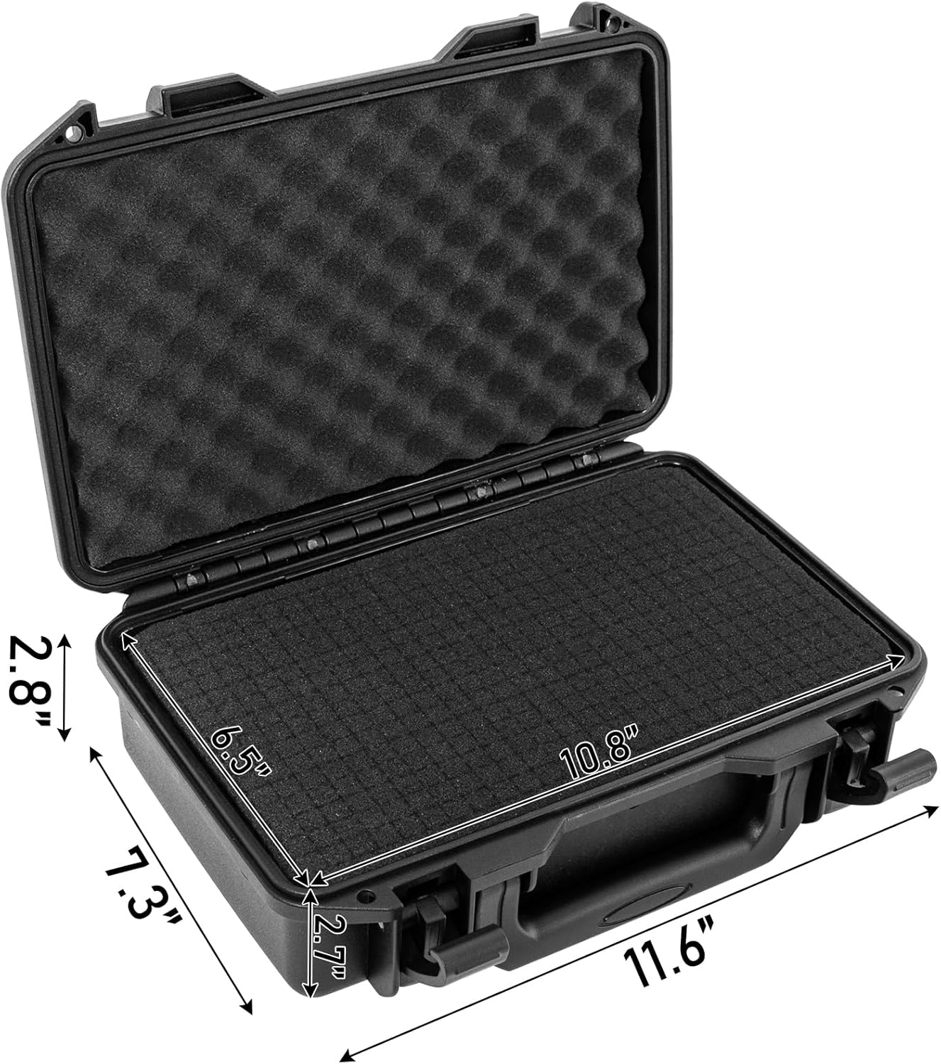 Hard Carrying Case,Shockproof Storage Box with Customizable Foam,11inch Portable Protective Tool Box for Microphone,Recorder,Electronics,Tools,Cameras,Equipment and More,11.6"x7.3"x3.9" - Image 2