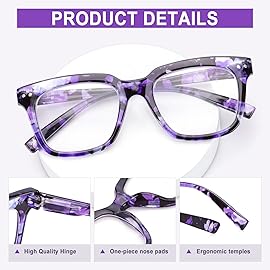 CHOFILORD 6 Pack Fashion Reading Glasses for Women Men Blue Light Blocking Oversized Square Readers with Spring Hinge (2 Black & 4 Colorful, 3.5)