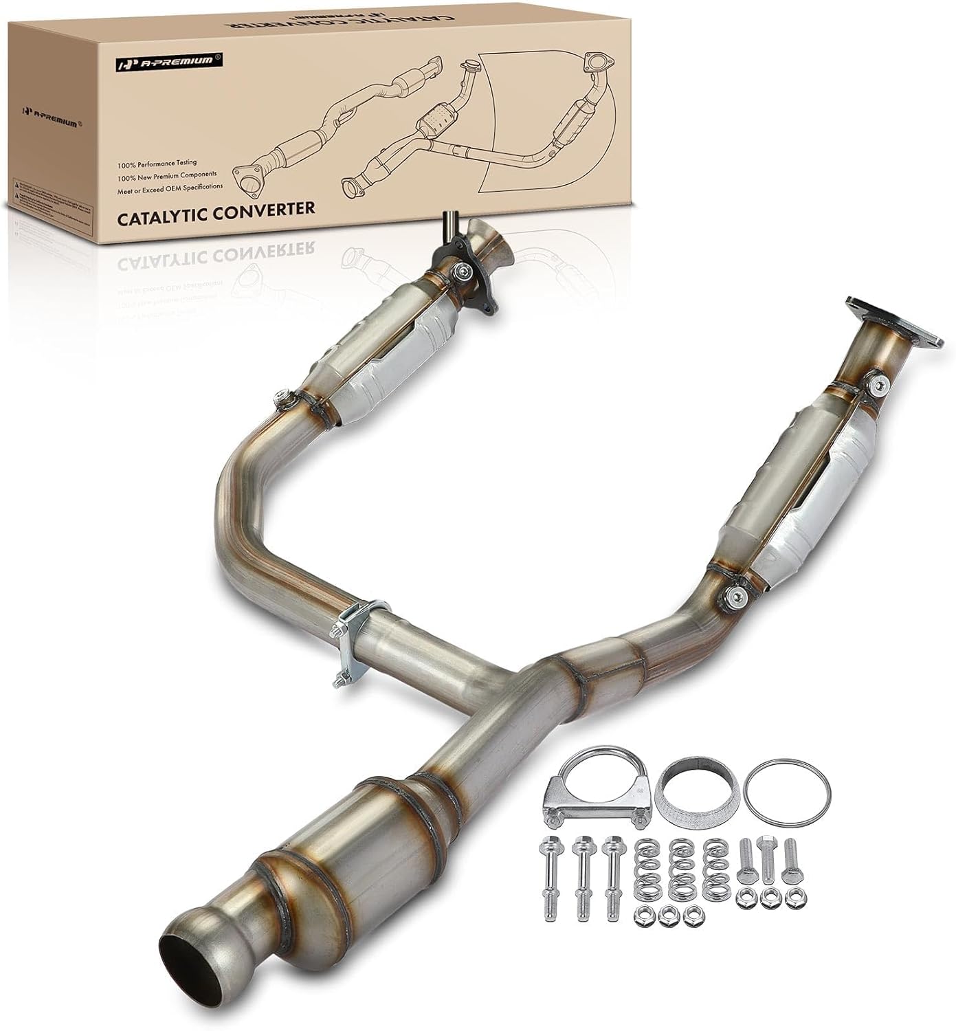 A-Premium Catalytic Converter Kit Direct-Fit Compatible with Chevrolet Silverado 1500 2014-2018, Tahoe 2015, Suburban & GMC Sierra 1500, Yukon, Yukon XL, 4.3L 5.3L, EPA Compliant