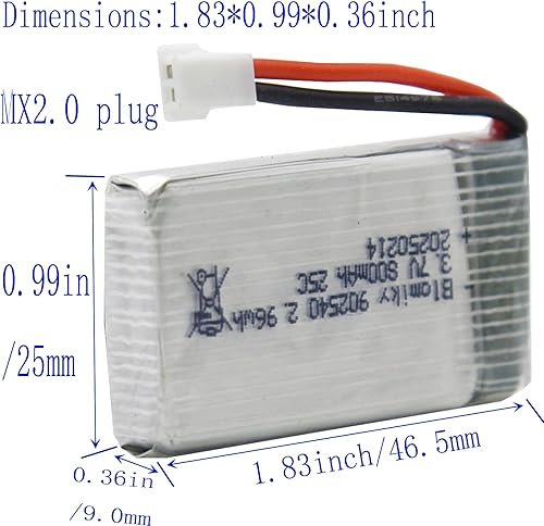 Miniatura 2 de Blomiky Paquete de 5 baterías Li-PO 25C MX2.0 de 3.7 V 800 mAh y cargador 4 en 1 para Syma X5SW X5C-1 X5 X5C X5SC H42 T5W H5C CW4 SS40 FQ36 y V931