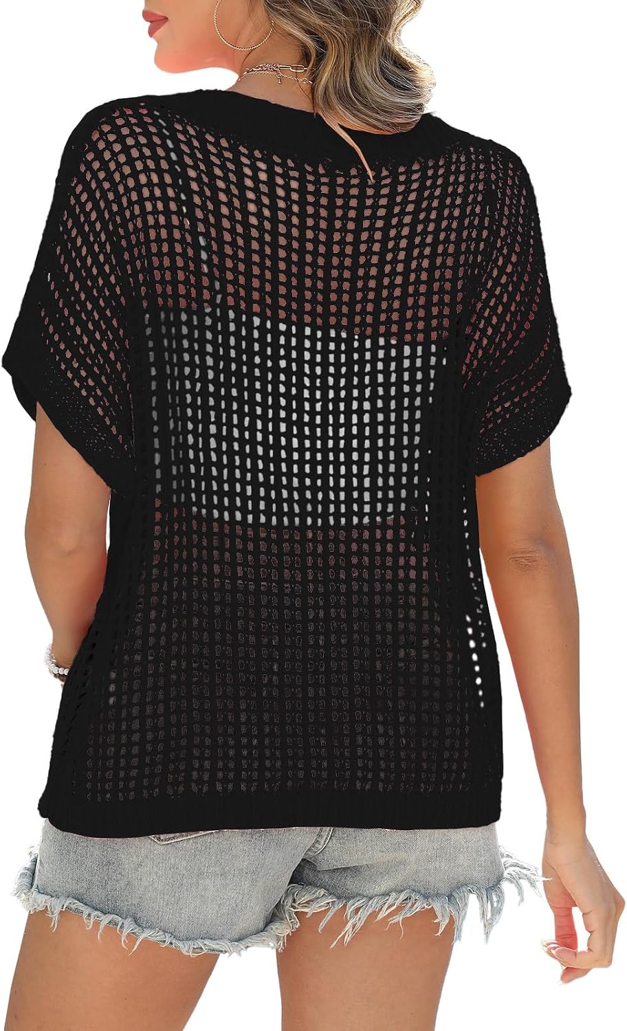 Womens Swimsuit Coverup Beach Vacation Summer Sweaters Casual Crochet Tops image 2