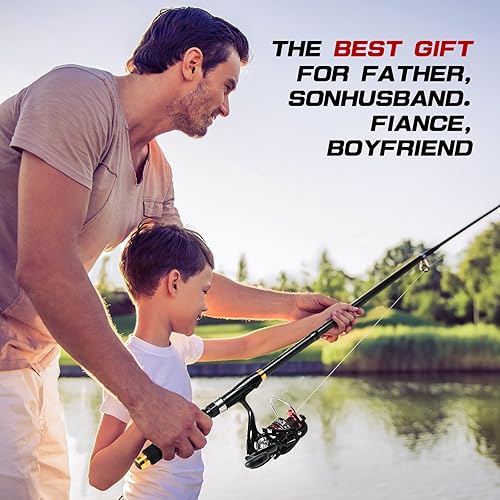 Miniatura 5 de Combo de caña de pescar y carrete de 6.89 pies, 2 cañas de pescar telescópicas de fibra de carbono, 2 carretes giratorios, 2 líneas de pesca, juego