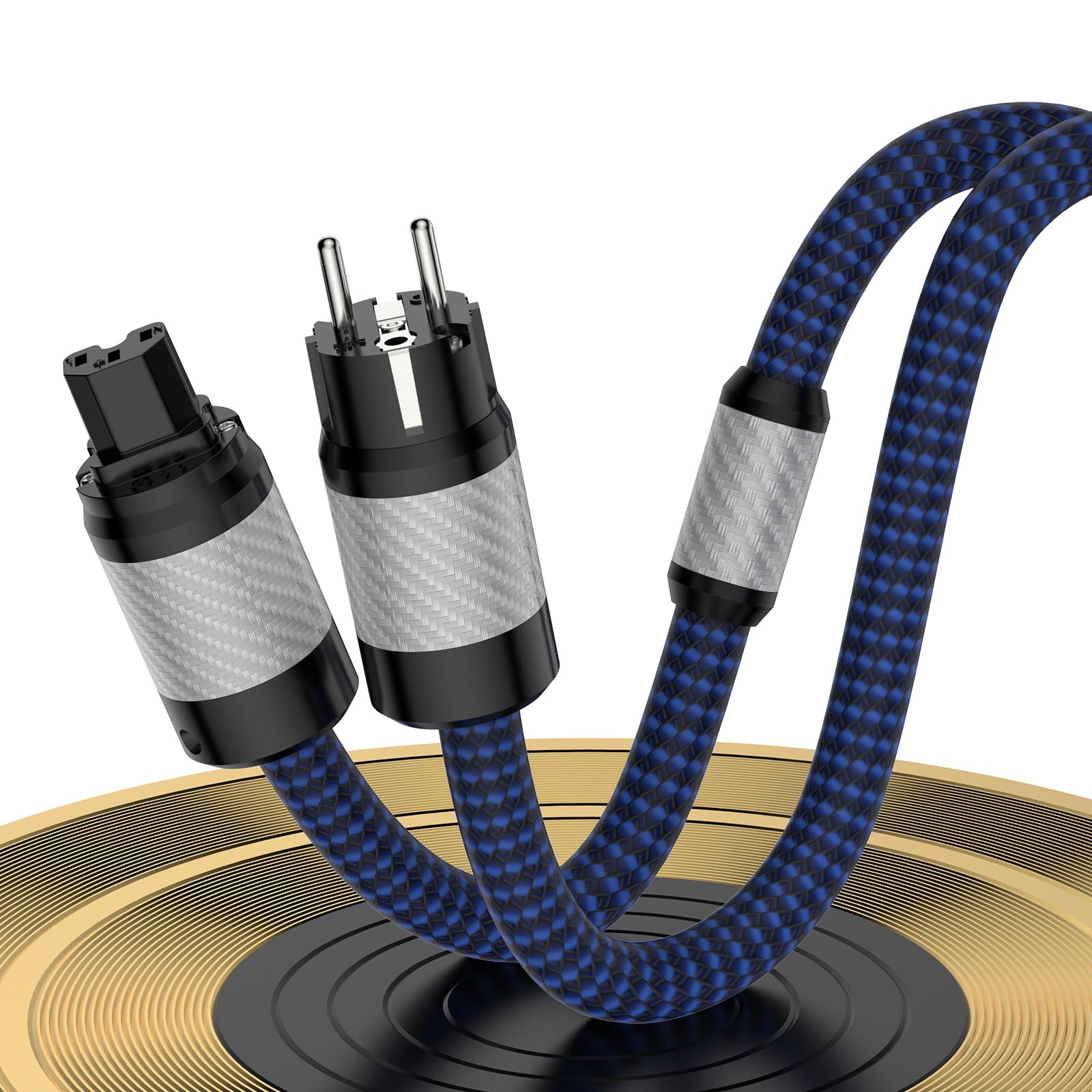 Cavo di alimentazione HiFi Cavo di alimentazione High End 4N OFC C15 Spina a 3 pin in fibra di carbonio Tubo flessibile intrecciato in nylon di alta qualità Cavo di alimentazione per subwoofe