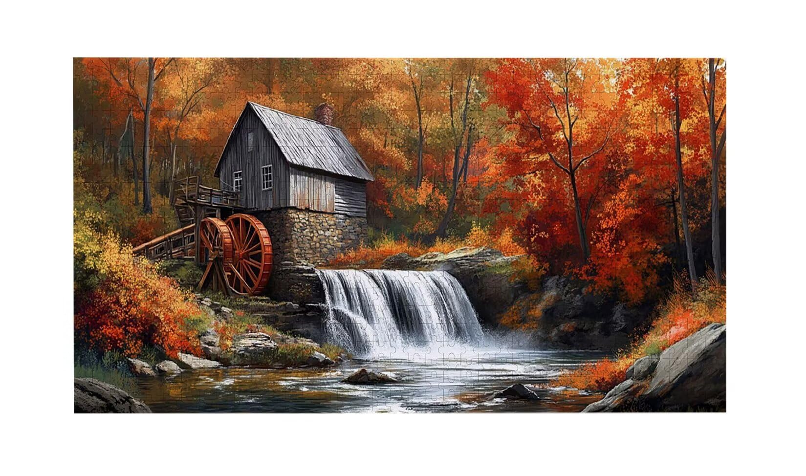 Puzzle dla dorosłych 1100 elementów, puzzle domek wodospadowy, puzzle dla dorosłych klasyczne i od 14 lat junior, rodzinne puzzle rozrywka w domu prezent 87x42cm l-785