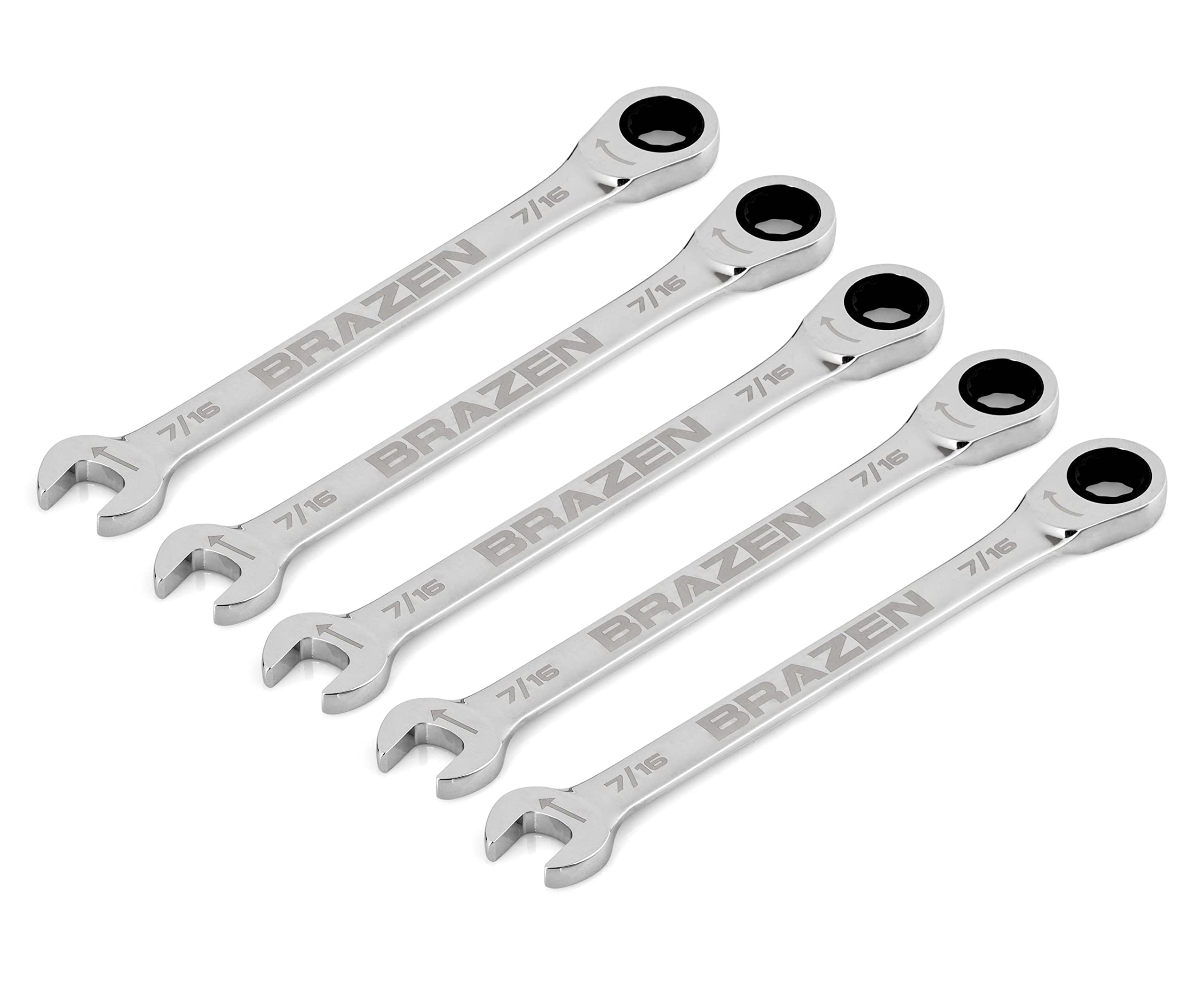 BRAZEN 7/16" Ratcheting Wrench Five Pack (Standard)