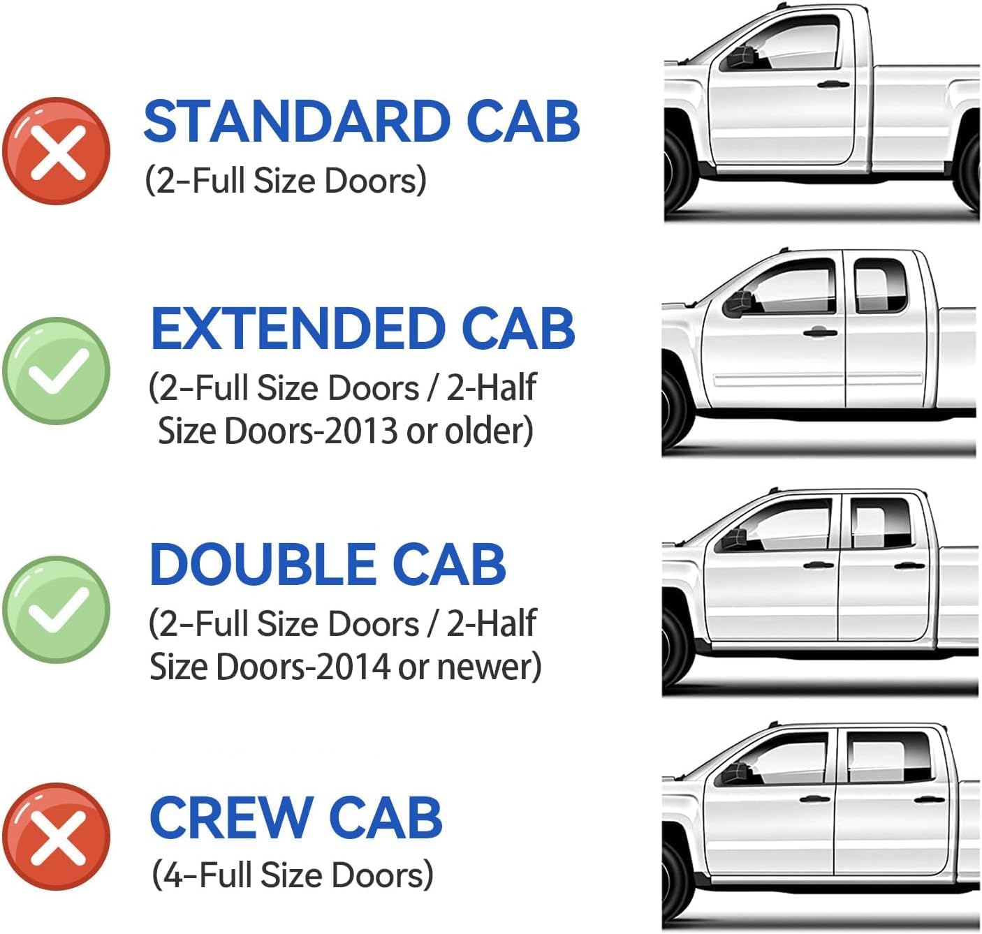 Window Visors for 2007-2013 Chevy Silverado & GMC Sierra 1500 Extended Cab, Rain Guards Vent Deflector Shade Dark Smoke 2007-2014 Silverado & Sierra 2500 HD/ 3500 HD, Tape-On, 4PCS