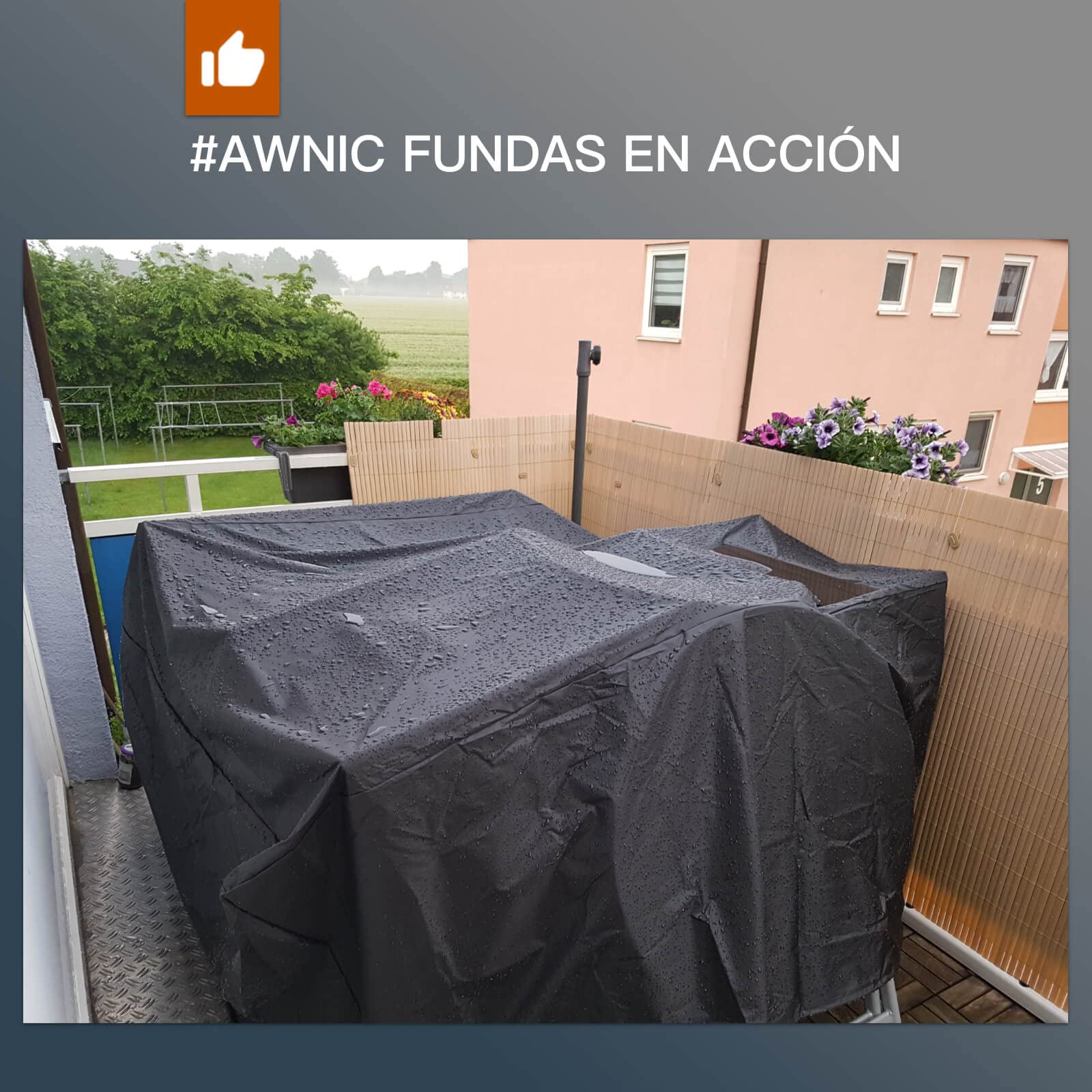 AWNIC Funda para Mesa Exterior Impermeable, Resistente a los Rayos UV y a los Desgarros Funda Protectora Muebles Jardin 420D Oxford Funda Mesa Jardin 150x120x71cm