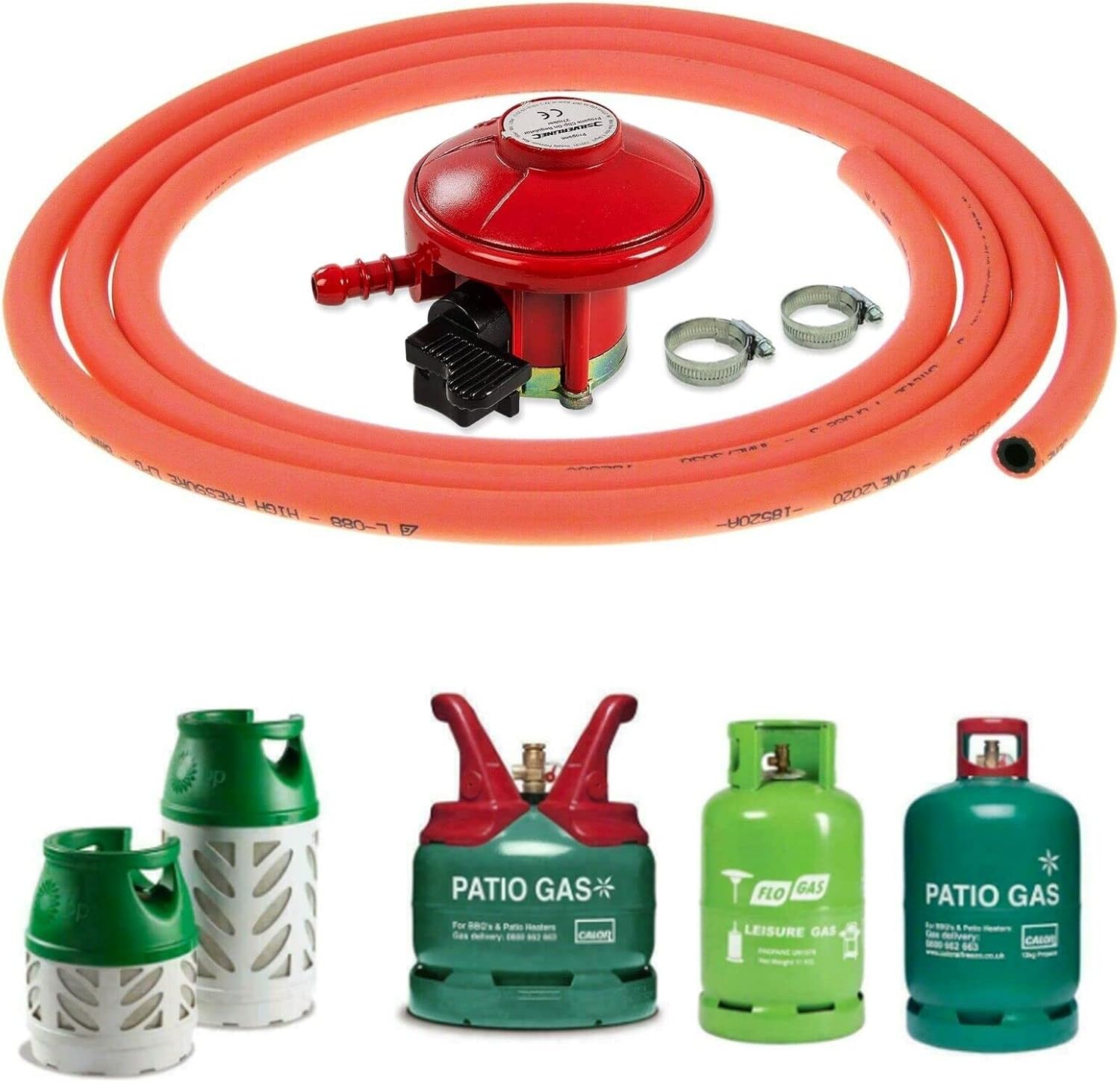 Gas Bottle Pressure Regulator 3m Orange Hose Clip On Calor Lpg Propane