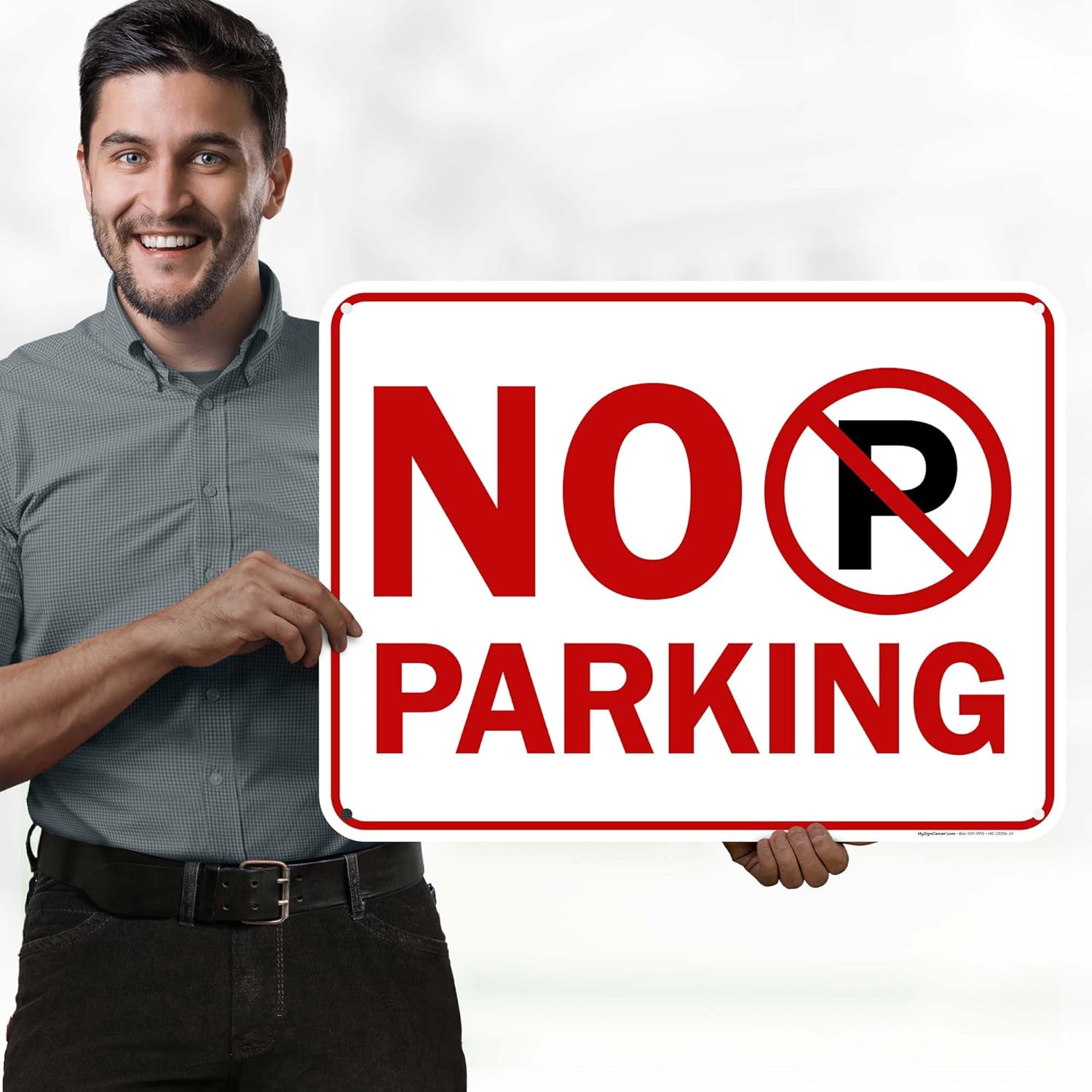 No Parking Graphic Sign, 18x24 Inches, 55 mil thick HDPS (high density polystyrene), Made in USA by My Sign Center