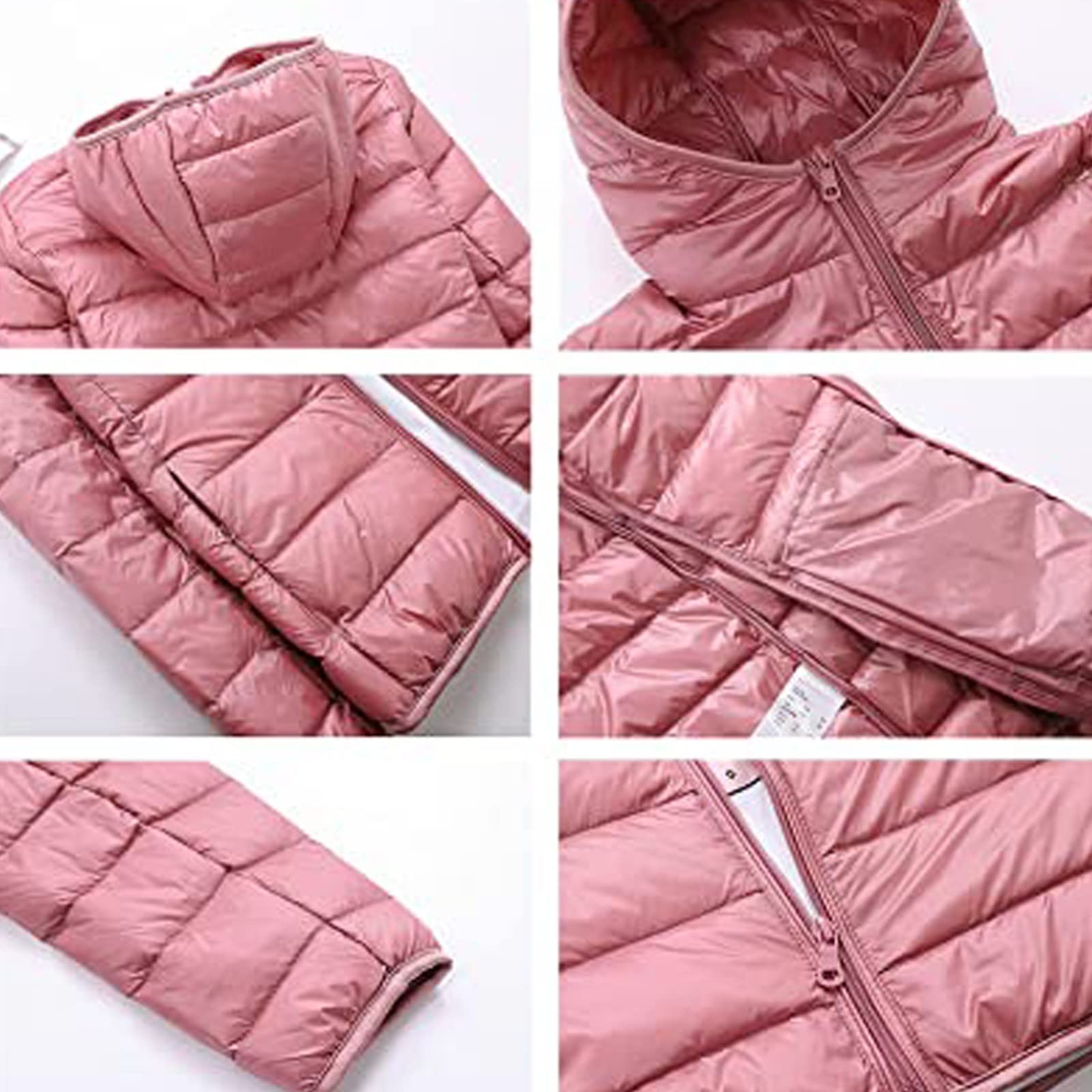 Lichtgewicht donsjack Dames met capuchon Donsjassen voor dames Ultralicht opvouwbaar donsjack voor dames Met dons gevulde jas Parka Gewatteerde gewatteerde puffer met capuchon Winter(Color:9,Size:5XL
