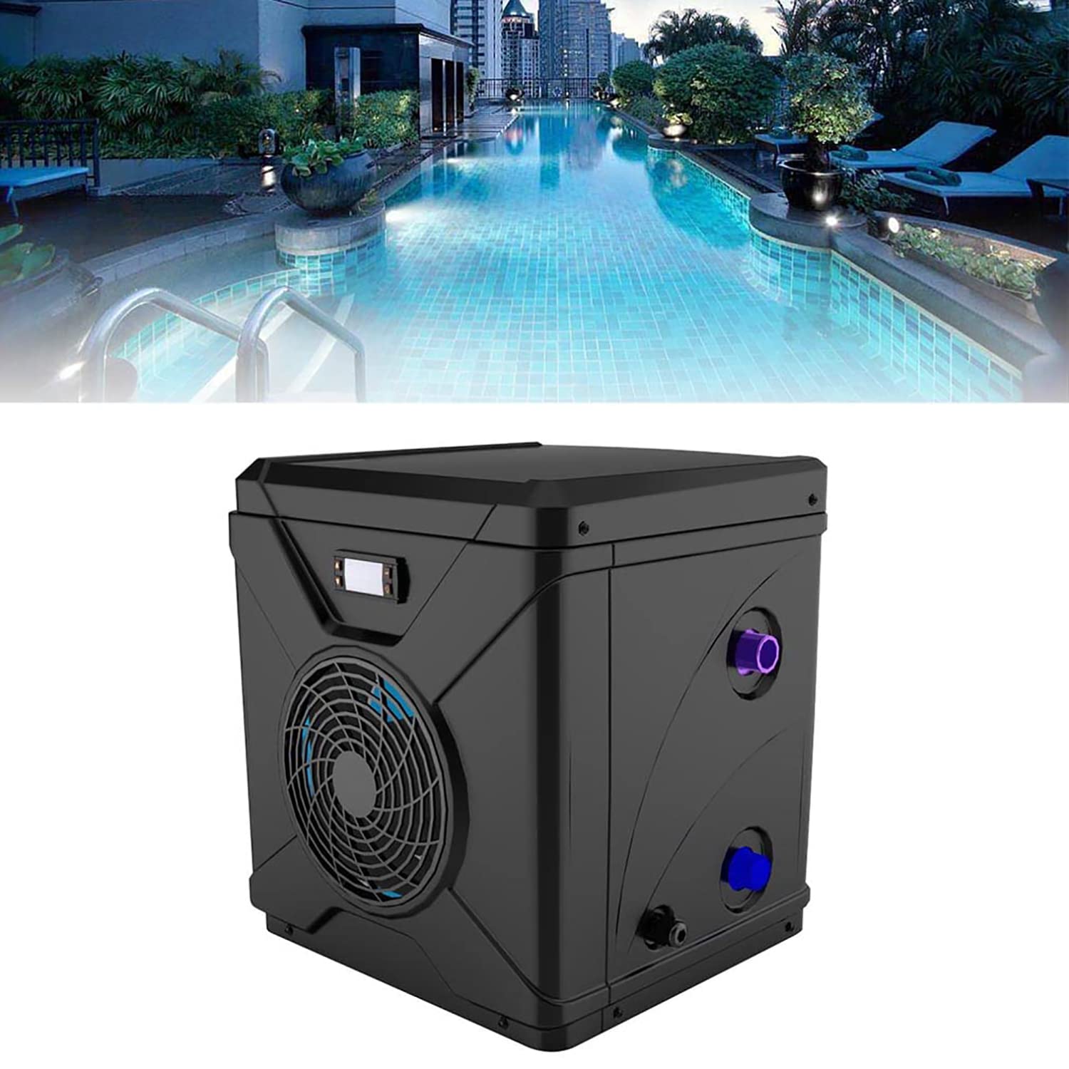Pompe à Chaleur pour Piscine et Chauffe-Eau électrique pour Spa avec régulateur de température numérique, adapté aux piscines ≤ 15 m³