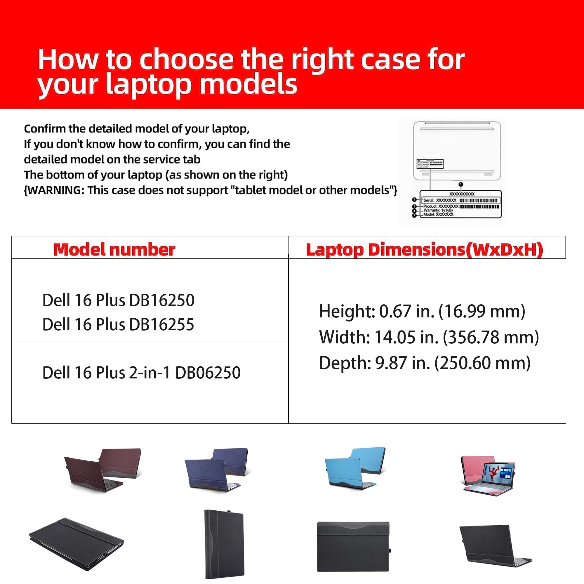 Funda para portátil Dell 16 Plus DB16250 |16 Plus 2 en 1 DB06250 [no otros modelos], funda protectora de piel sintética de 16 pulgadas, carcasa desmontable (gris oscuro)
