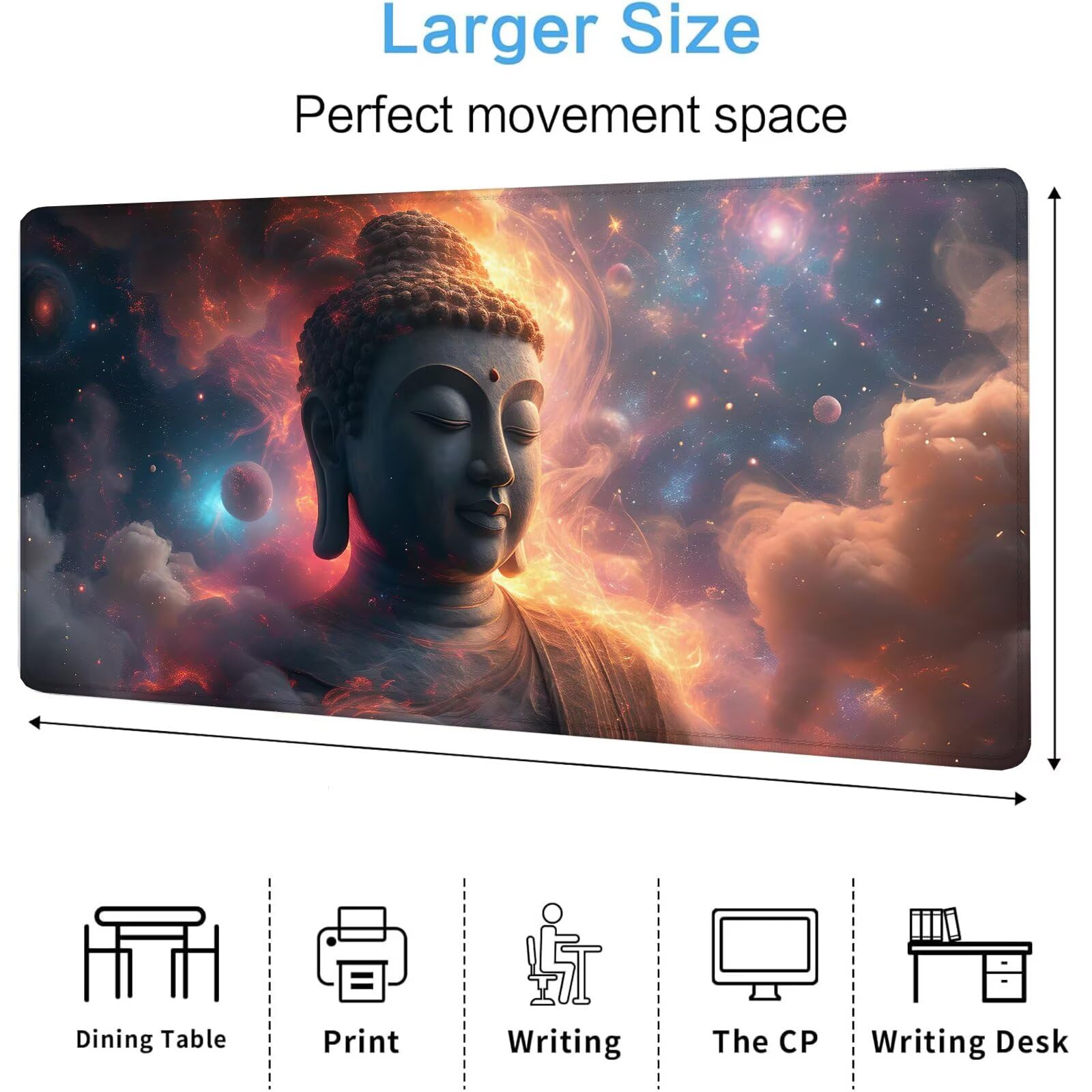 Zen Podkładka pod mysz XXL Starry Sky 1600 x 800 x 4 mm Podkładka pod mysz do gier, duża wodoodporna antypoślizgowa podkładka na biurko, podkładka pod mysz szyte krawędzie dla graczy, komputer,