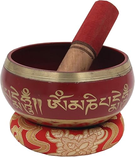 Miniatura 19 de DharmaObjectsGorgeous 8 Símbolos de la Suerte para meditación, Plato cantante / cojín / mazo, Negro, M