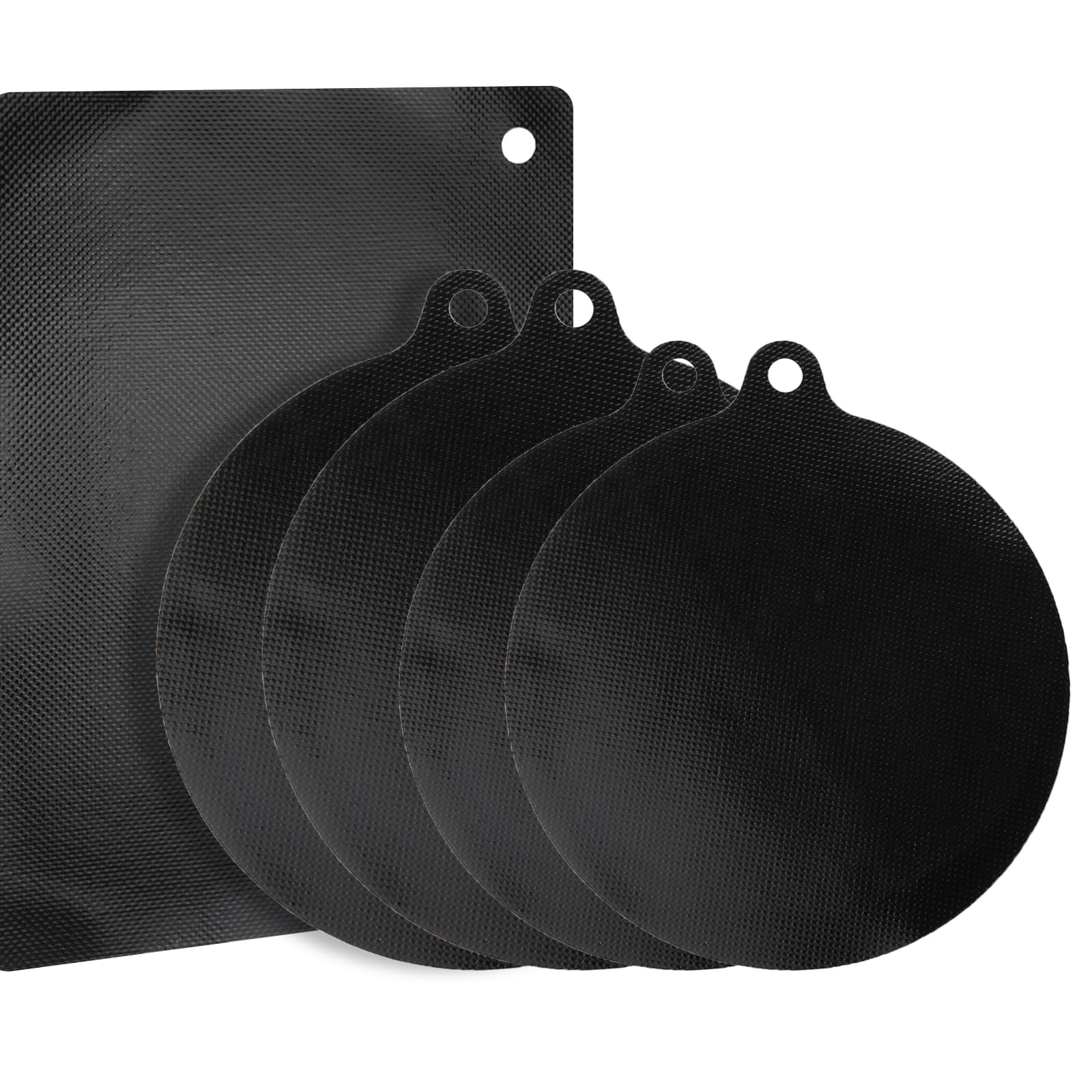 5 Pcs Induction Hob Protector Mat Set, Heat Resistant Silicone Kitchen Mats up to 446 ℉, Anti-Slip Induction Hob Covers with Hanging Holes for Scratch Protection, Dishwasher Safe, Black