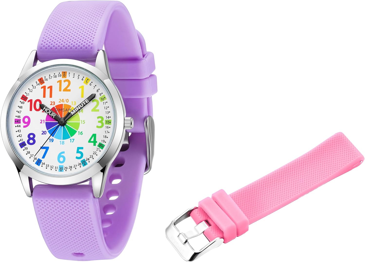 SIMSAM Kids Watch (Light Violet) + Band (Light Pink)