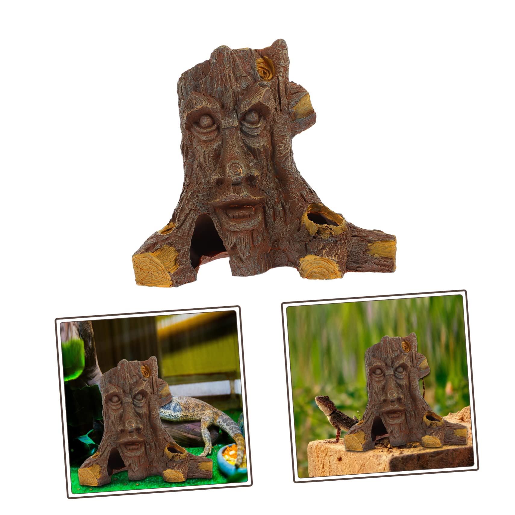 Cachette pour Reptiles et Lézards en Résine, Grotte Décorative Effet Trou D’Arbre, Taille Moyenne, Ornemente Terrarium Tortue et Amphibiens, Refuge Intérieur pour Petits Reptiles
