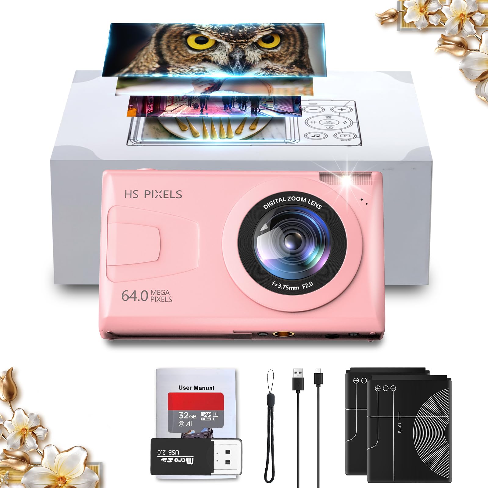 G-Anica 18X 64MP Compact Digital Camera for Photography | 4k Pink Vlogging Camera Kit Point and Shoot Camera for Teens Adults Beginners 32GB Card, 2 Batteries-image-34