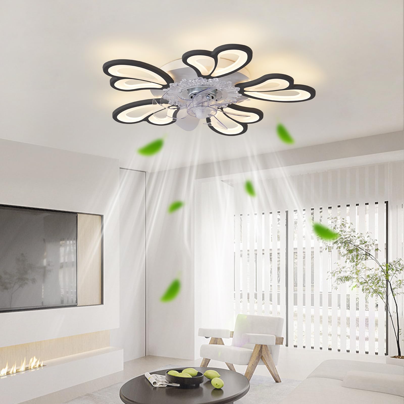 Ventilateur de plafond avec lumière led réglable et télécommande noir