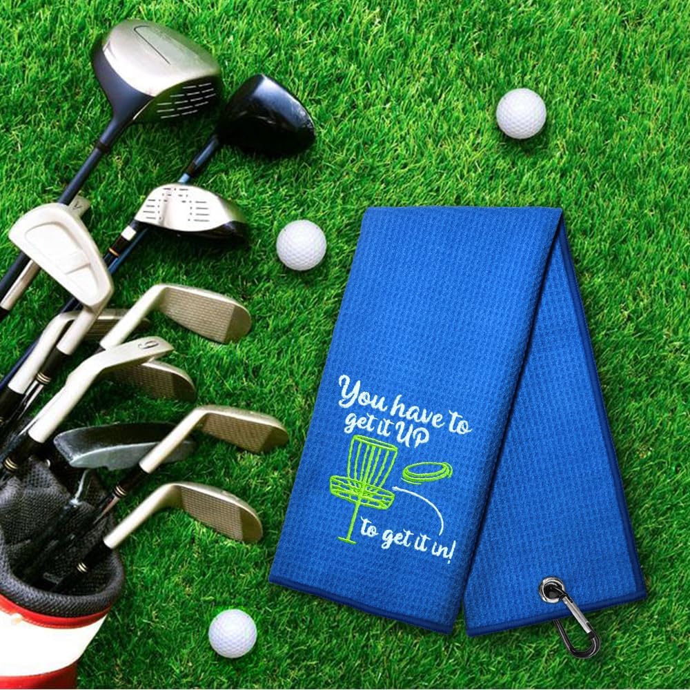 DYJYBMY You Have to Get It Up to Get It in Funny Embroidered Disc Golf Towels for Golf Bags with Clip, Funny Father's Day Retirement Gifts for Men Women Disc Golf Lovers, Golfclub Gifts for Men Women - Image 4