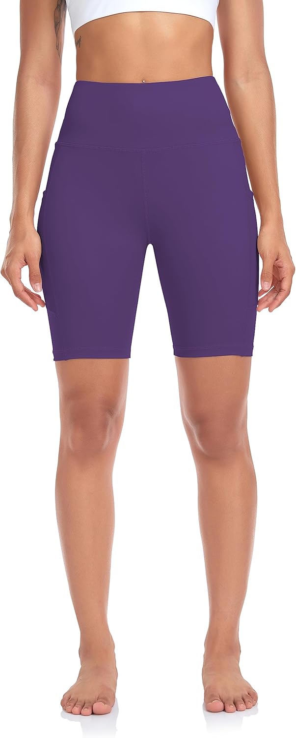 SEEMLY High Waisted Yoga Shorts for Women Tummy Control Fitness Athletic Workout Running Shorts with Deep Pockets - Image 5