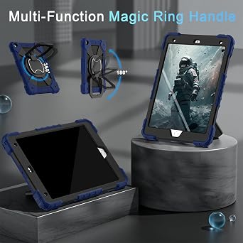Scnioy Case for iPad 9th Generation iPad Case 9th 8th 7th Generation 10.2 | iPad 10.2 Inch iPad 9th Gen Cover with Screen Protector Pen Holder TabletCases 360 Rotating Stand, Navy Black