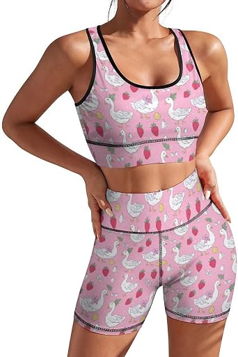 Womens Yoga Outfit, 2 Piece Set Workout Athletic Shorts Leggings And Sports Bra Set Seamless Gym Clothes