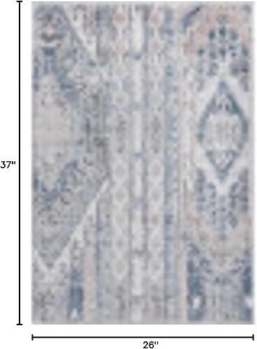 Miniatura 2 de Unique Loom Portland Collection Southwestern - Alfombra de área a rayas tono sobre tono (2 pies 2 pulgadas x 3 pies, rectangular, azul