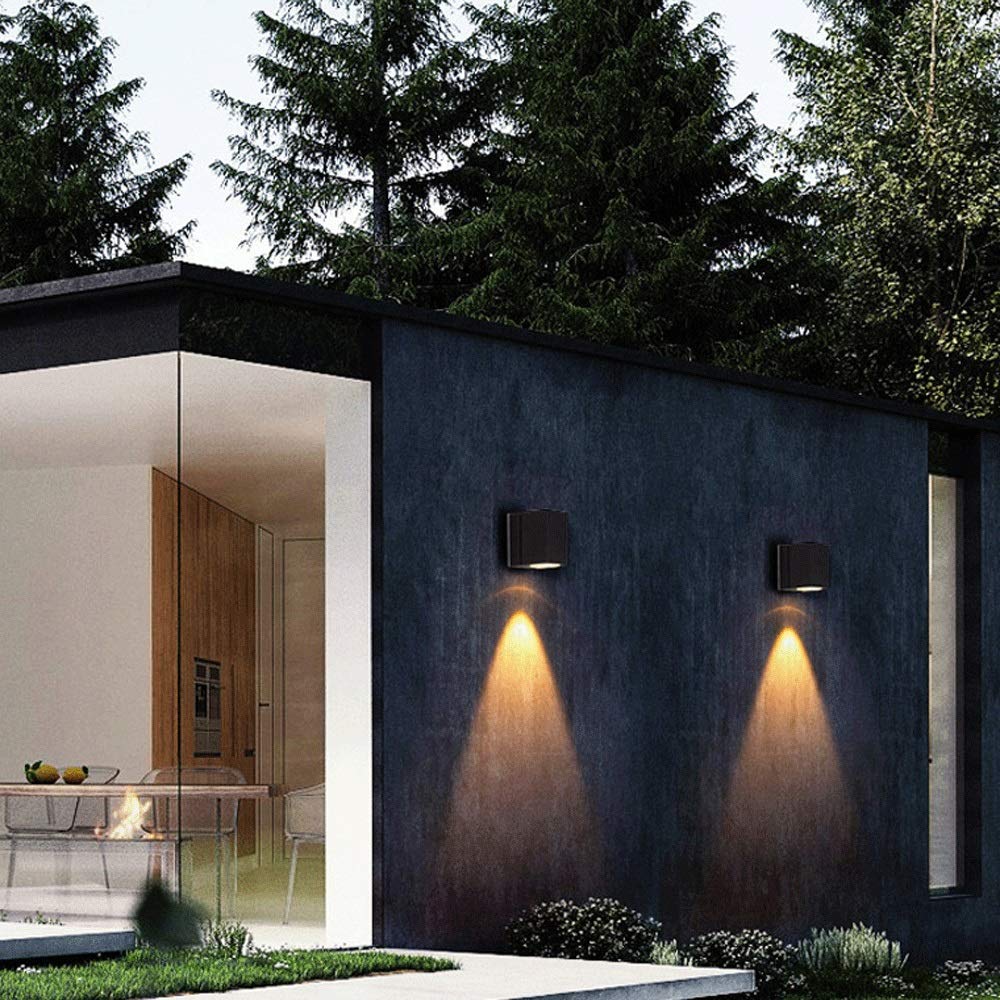 LED Outdoor Ściany Regulowany kąt wiązki kąt belki, wodoodporne lampy montowane na kinosu do korytarza, balkon, ogród, dziedziniec (czarny) (kolor: 3 W 3000K)