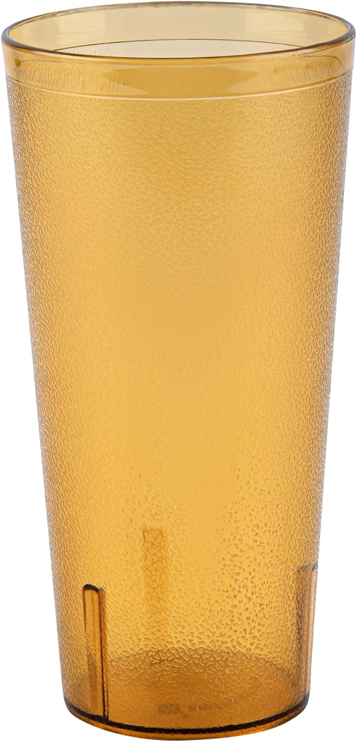 Restaurantware Bev Tek 24 Ounce Plastic Tumblers 50 Shatterproof Pebbled Tumblers - Pebbled Finish Dishwashable Amber Plastic Stackable Party Tumblers Reusable For Serving At Catered Events