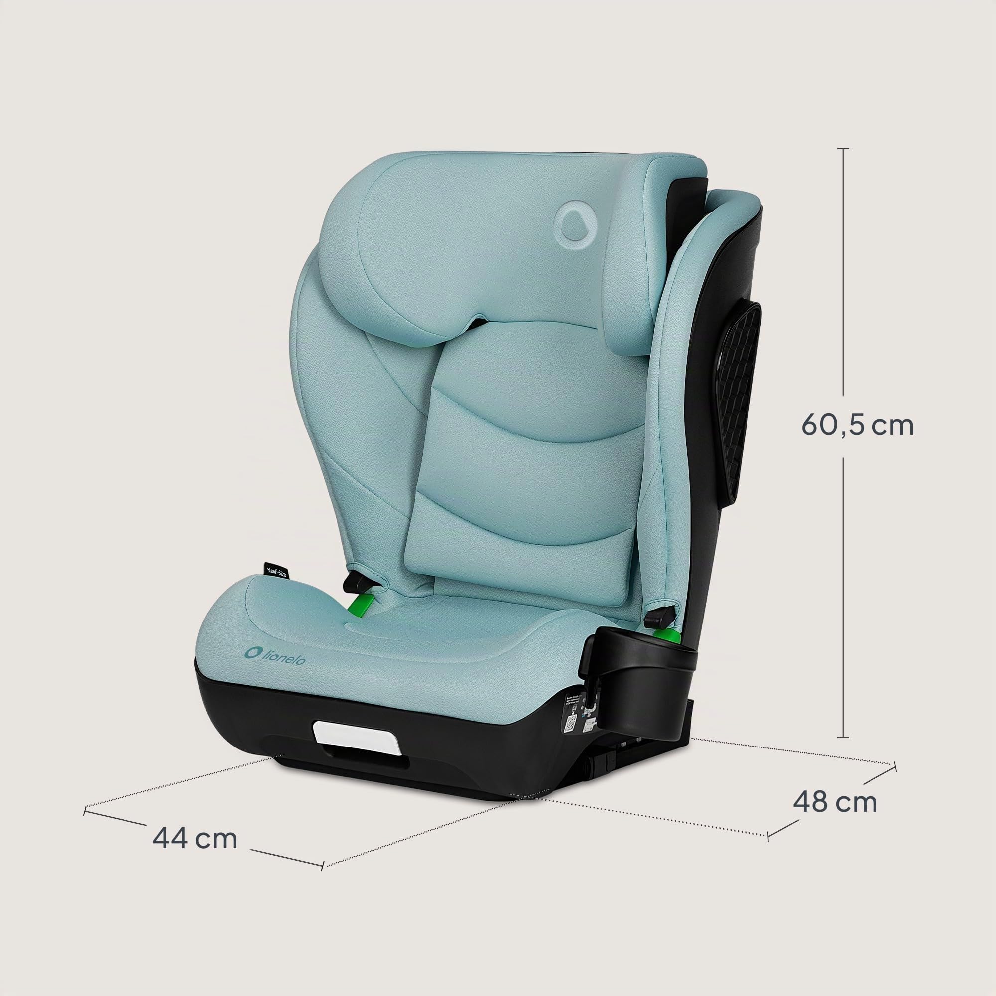 LIONELO NEAL I-SIZE Silla de Coche Para Bebés, Grupo 2 3, de 100-150 cm De 3 a 12 años aprox. Fijación ISOFIX o Cinturones Reposacabezas Ajustable Protección Lateral Reposabrazos Norma R129
