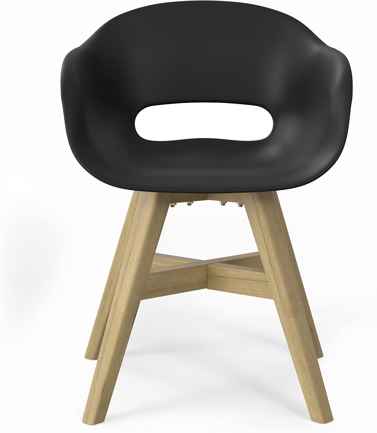 SIMPLIHOME Kona SOLID ACACIA WOOD 24 inch Wide Contemporary Outdoor Dining Chair in Plastic ( Set of 2 ) in Black for the Dining Room